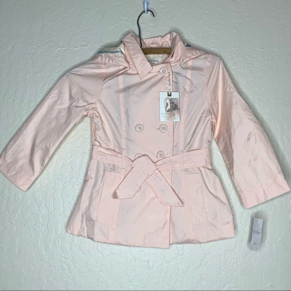 JESSICA SIMPSON light Pink Hooded Rain Trench coat